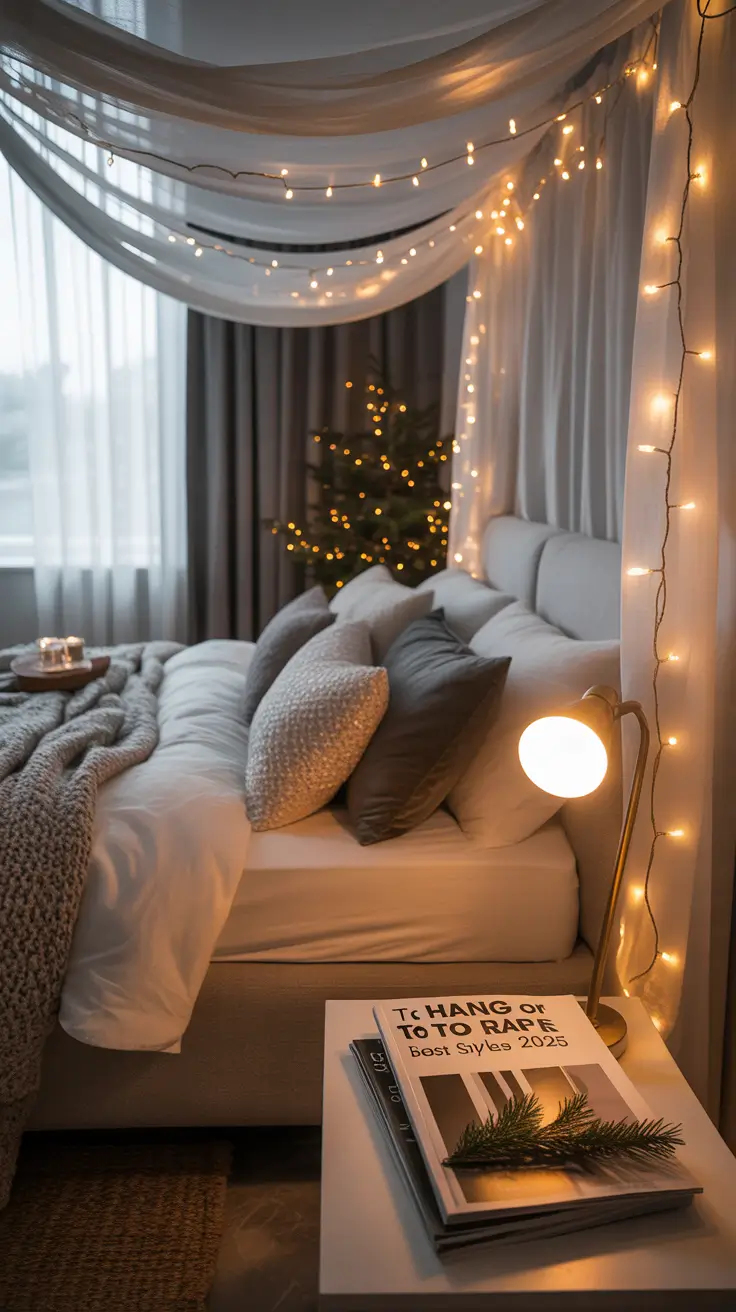 Christmas lights in the bedroom 2025 To hang or to drape