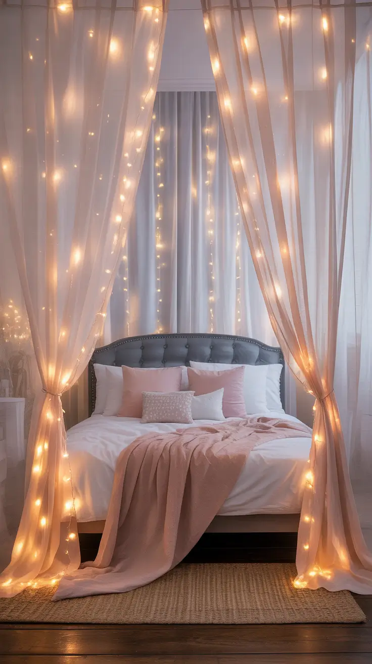 Christmas lights in the bedroom 2025 Ideas decoration sheer curtains