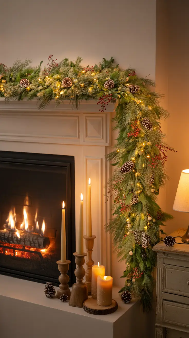 Christmas Mantle Decor Ideas 2025 Garland Fireplace Centerpieces