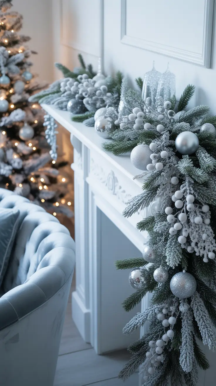 Christmas Mantle Decor Ideas 2025 Winter Wonderland Mantle Inspiration