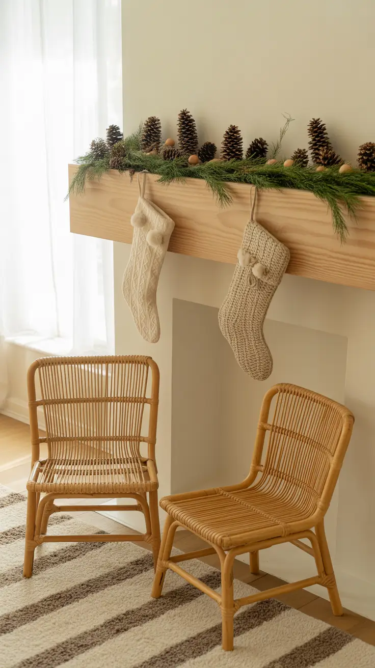 Christmas Mantle Decor Ideas 2025 Natural Elements On The Mantle