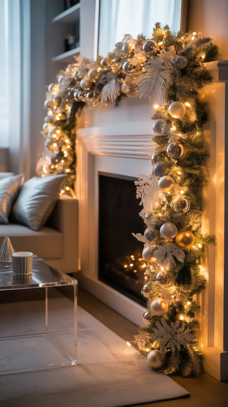 Christmas mantle decor ideas 2025 Holiday Metallics For Mantle Glam