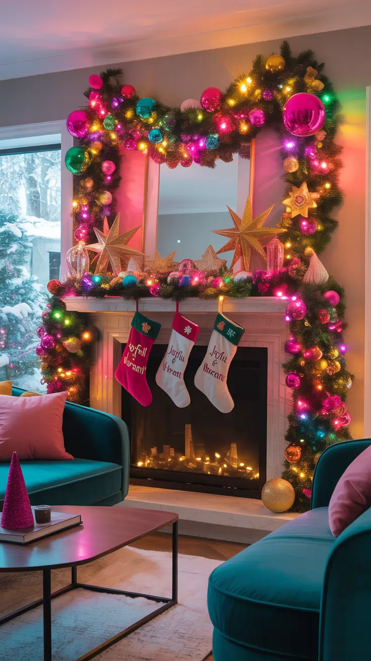 Christmas Mantle Decor Ideas 2025 Colorful Mantle Displays That Pop