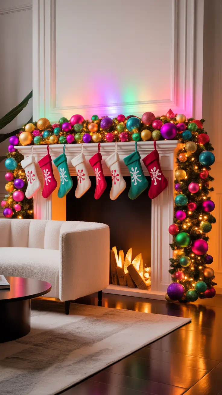 Christmas Mantle Decor Ideas 2025 Colorful Mantle Displays That Pop