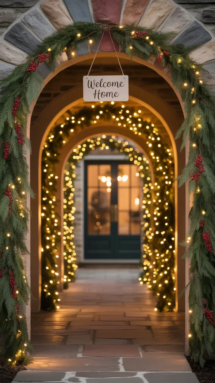 Christmas Pathway Lights 2025 Arched Pathway Entrances Wrapped In Lights