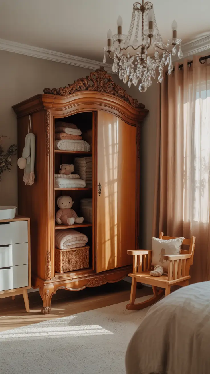 Nursery Makeover Ideas 2026 Classic Storage Solutions With A Vintage Armoire
