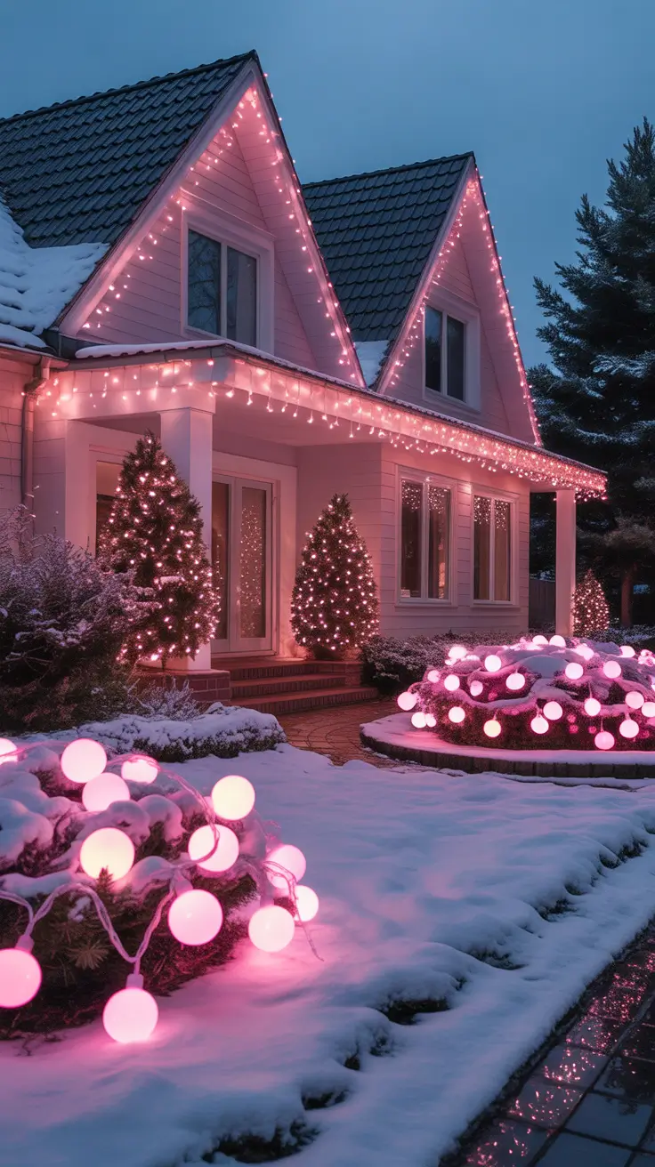 Outdoor Christmas Lights 2025 Pink Outdoor Christmas Lights For A Playful Holiday Look