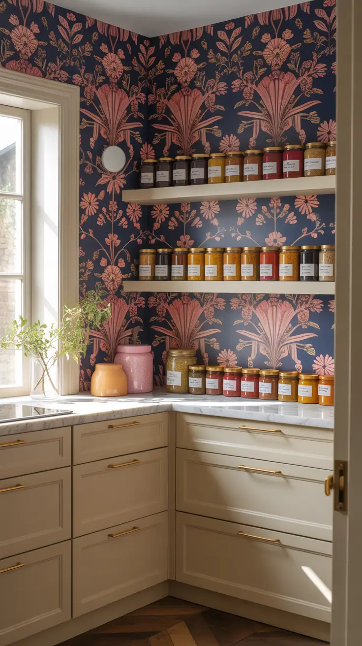 Pantry Makeover Ideas 2026 Bold Wallpaper Pantry Trends