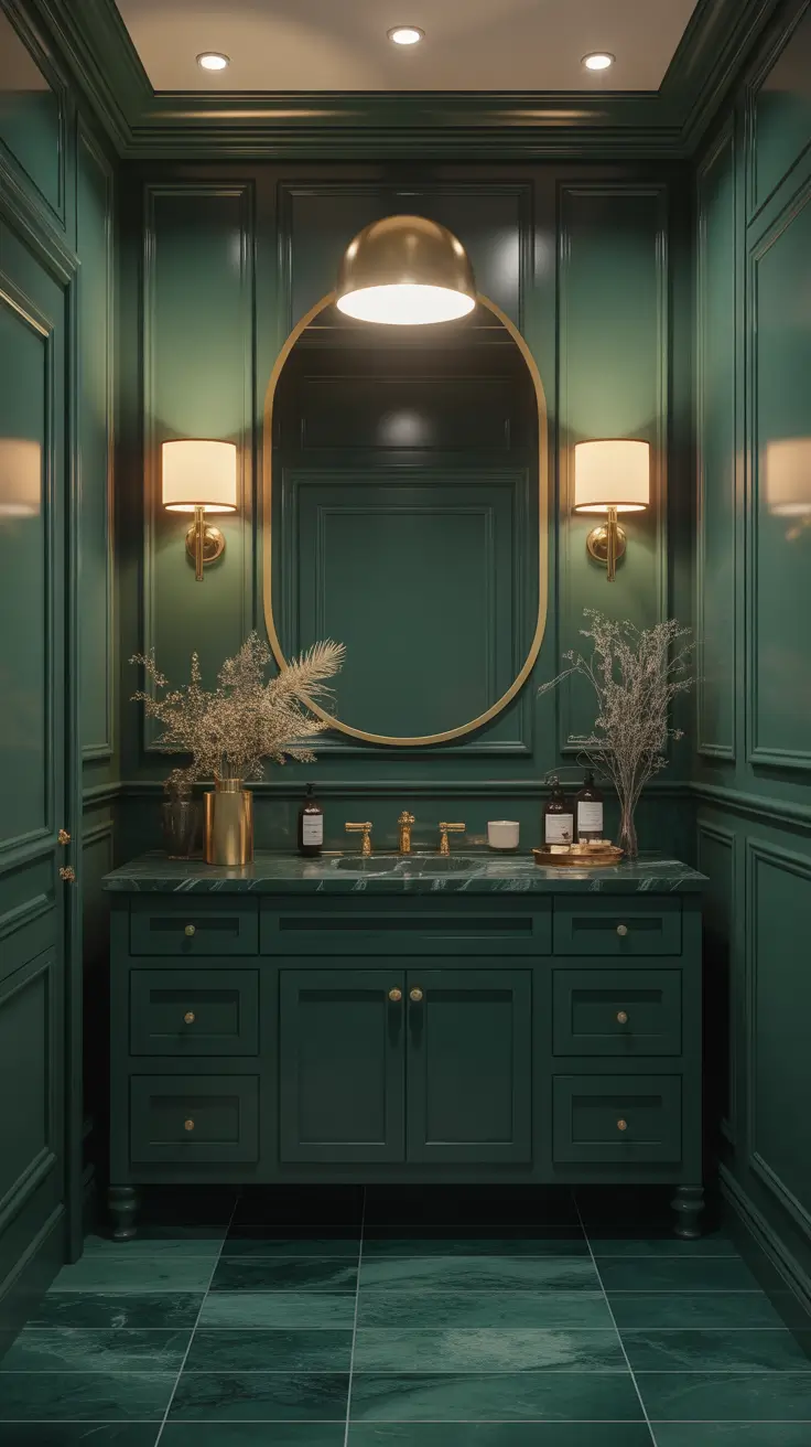 Bathroom Makeover Ideas 2026 Deep Green Luxury Bathroom
