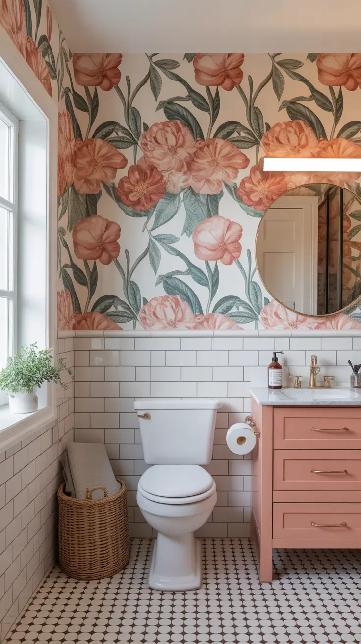 Bathroom Makeover Ideas 2026 Floral Powder Room