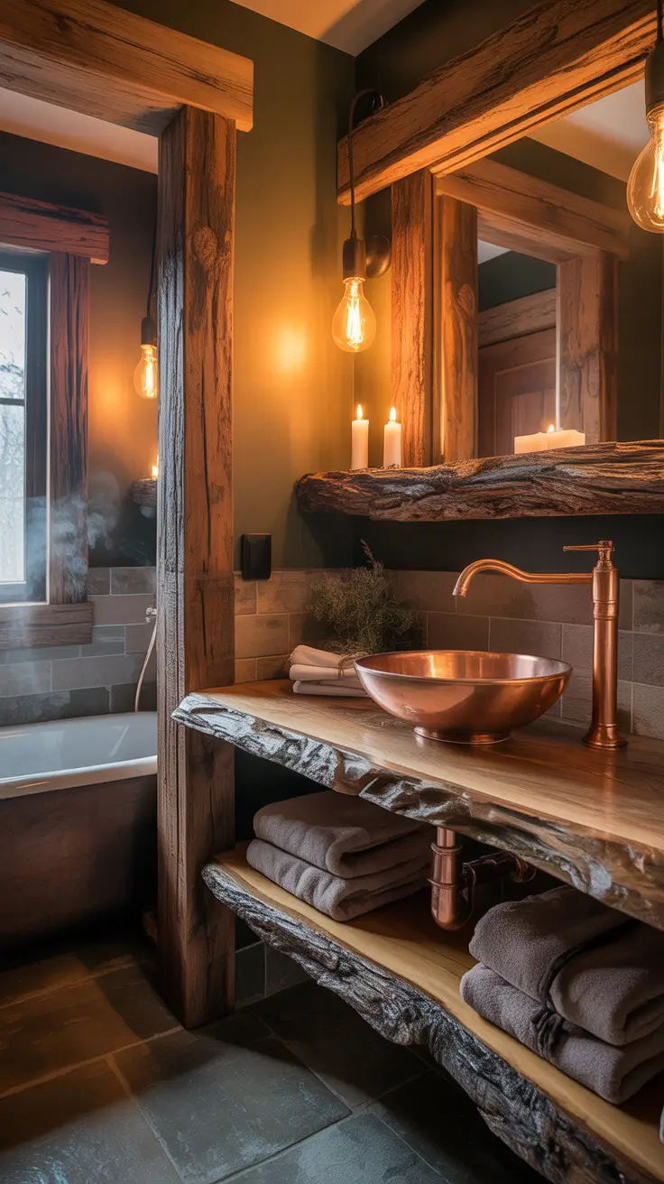 Bathroom Makeover Ideas 2026 Rustic Dark Green Retreat