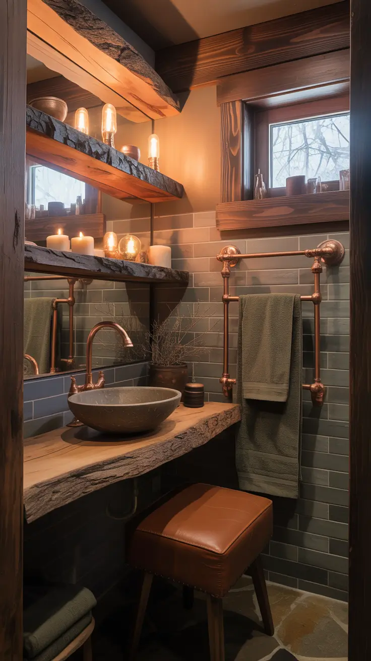 Bathroom Makeover Ideas 2026 Rustic Dark Green Retreat