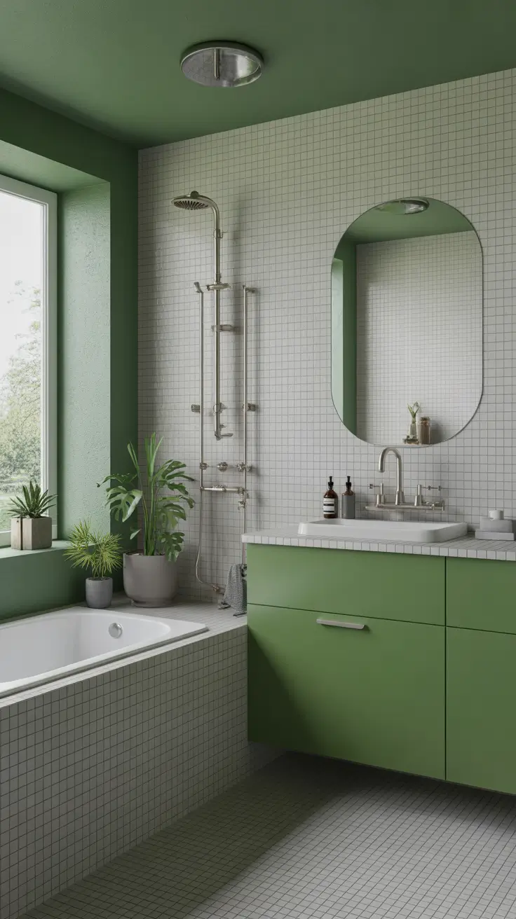 Bathroom Makeover Ideas 2026 Dark Green Modern Calm