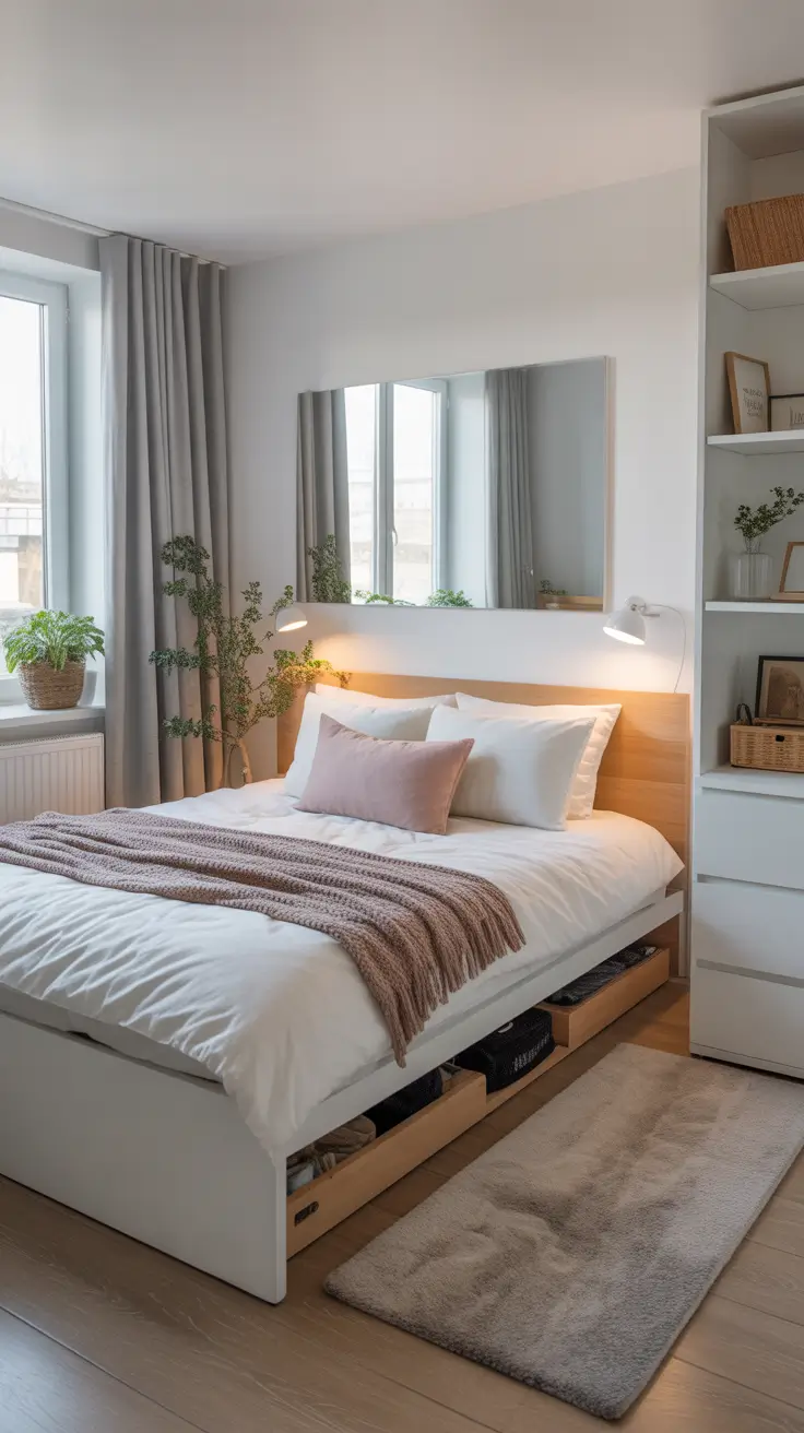 Bedroom Makeover Ideas 2026 Minimal Scandinavian Bedroom with Smart Storage