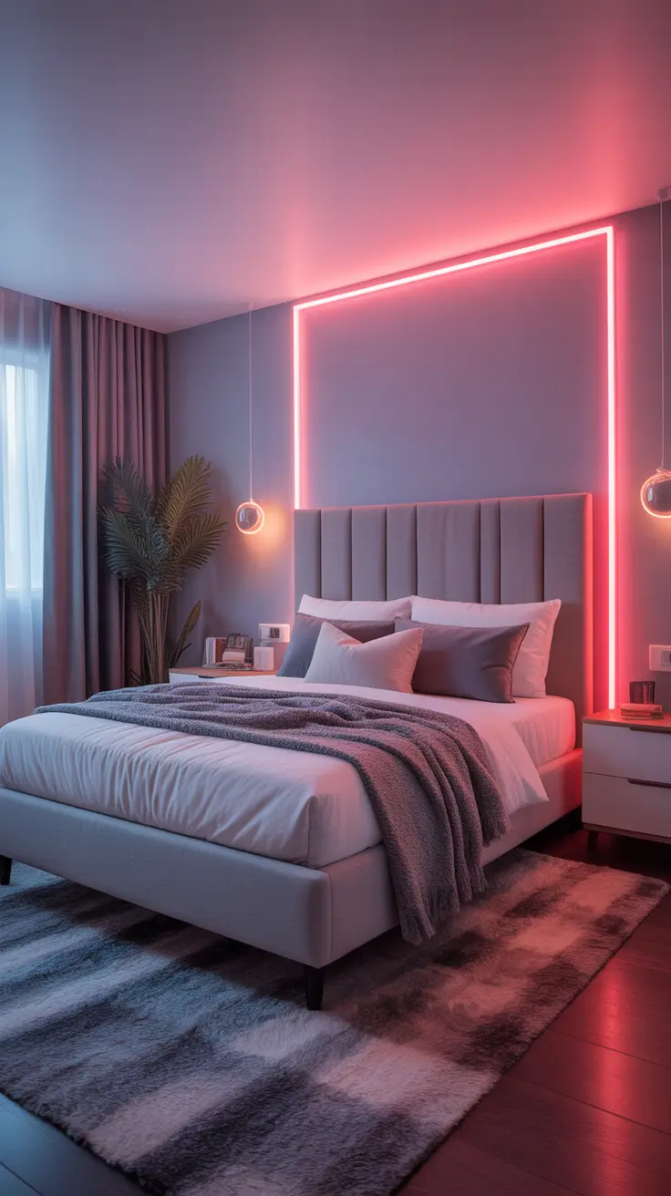 Bedroom Makeover Ideas 2026 LED-Lit Bedroom for a Futuristic Feel