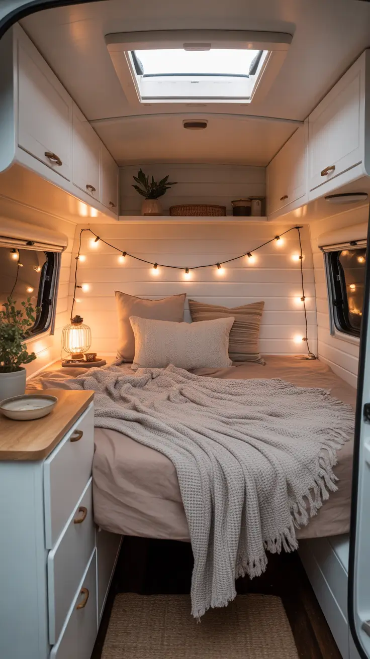 Camper Bedroom Makeover Tiny but Stylish