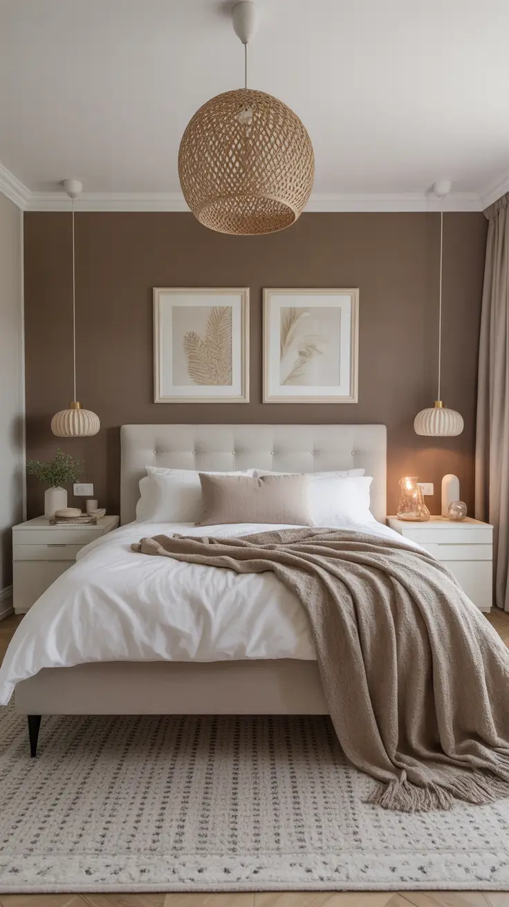 Minimalist Brown Bedroom with Natural Warmth