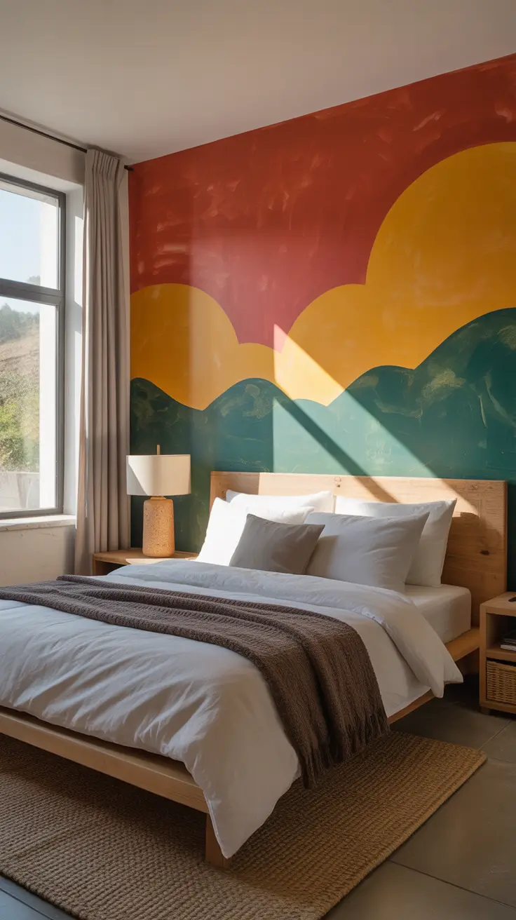 Retro Wall Mural Bedroom with Artistic Energy