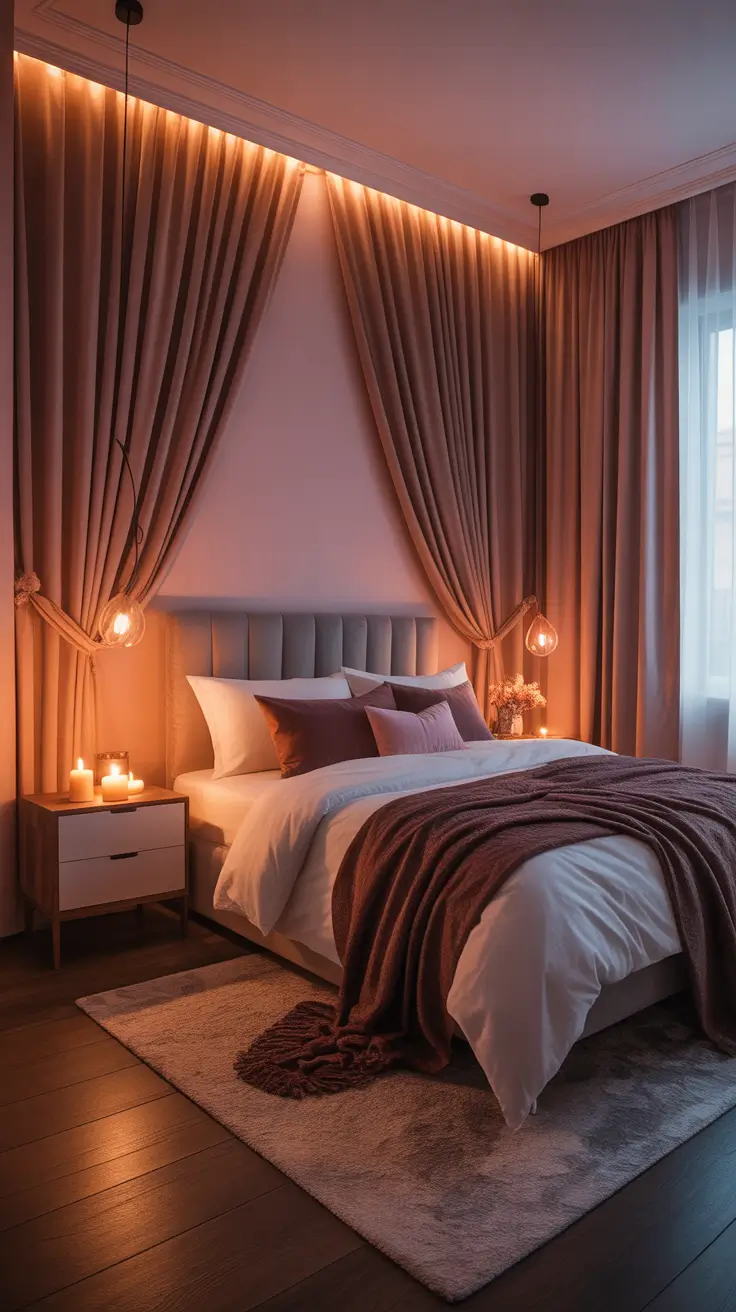 Romantic Blush Bedroom with Ambient Glow