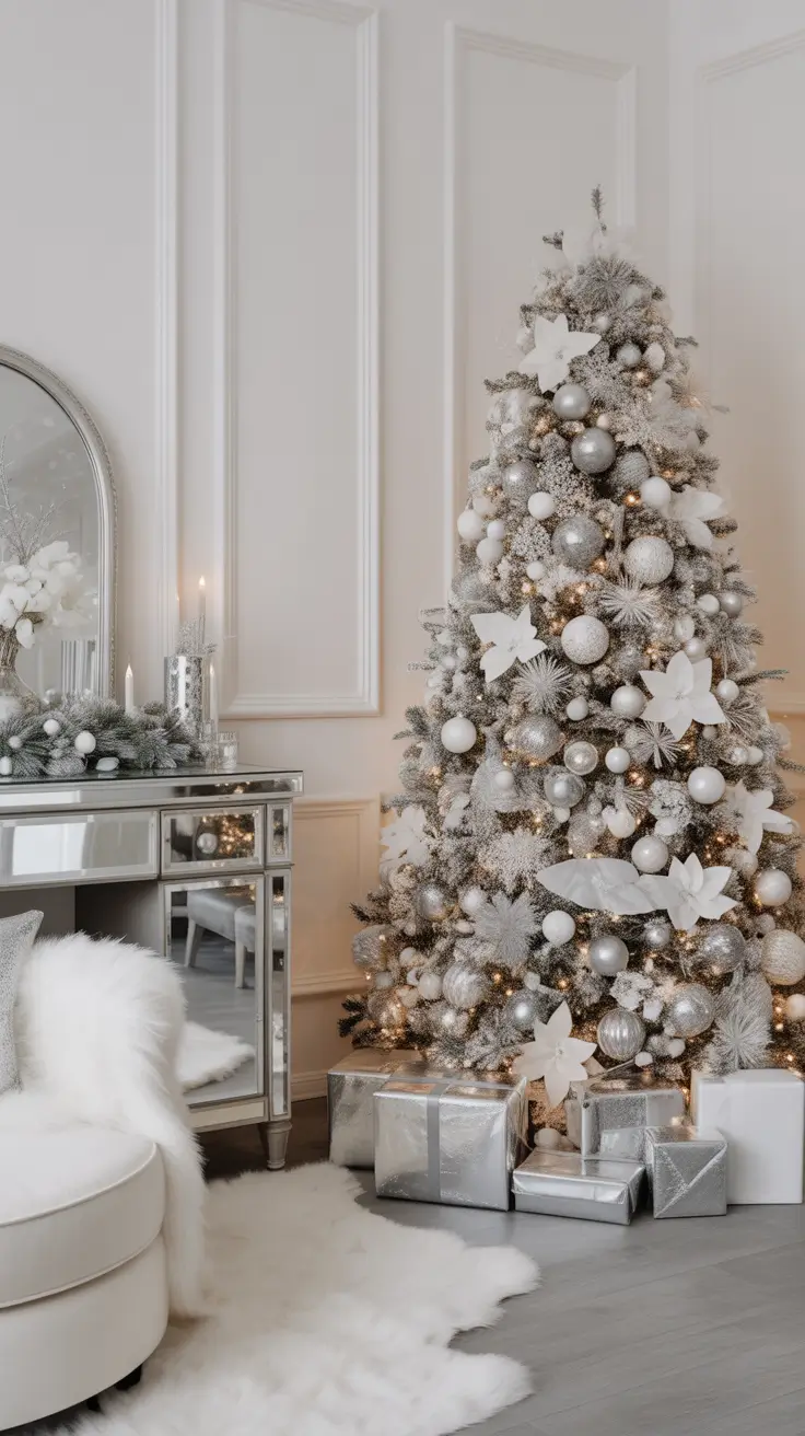 Best Christmas Tree Ideas 2025 White And Silver Winter Dream