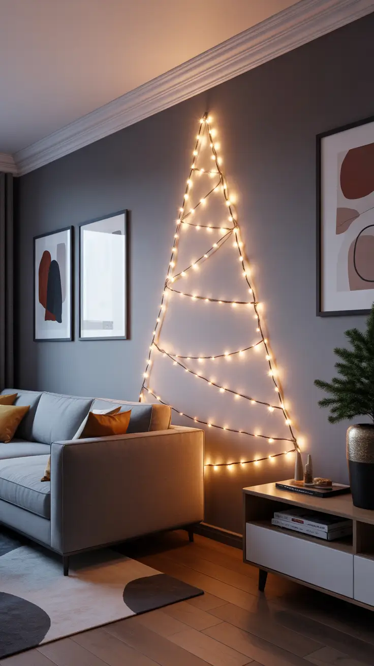 Christmas Tree Lights Ideas 2025 Wall-Mounted Christmas Tree Light Designs
