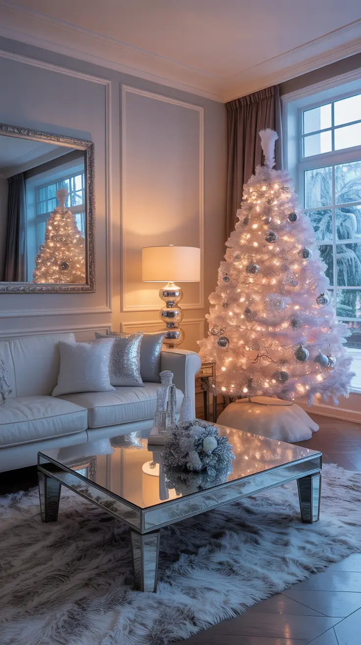Christmas Tree Lights Ideas 2025 White And Silver Shimmer Christmas Tree Lights