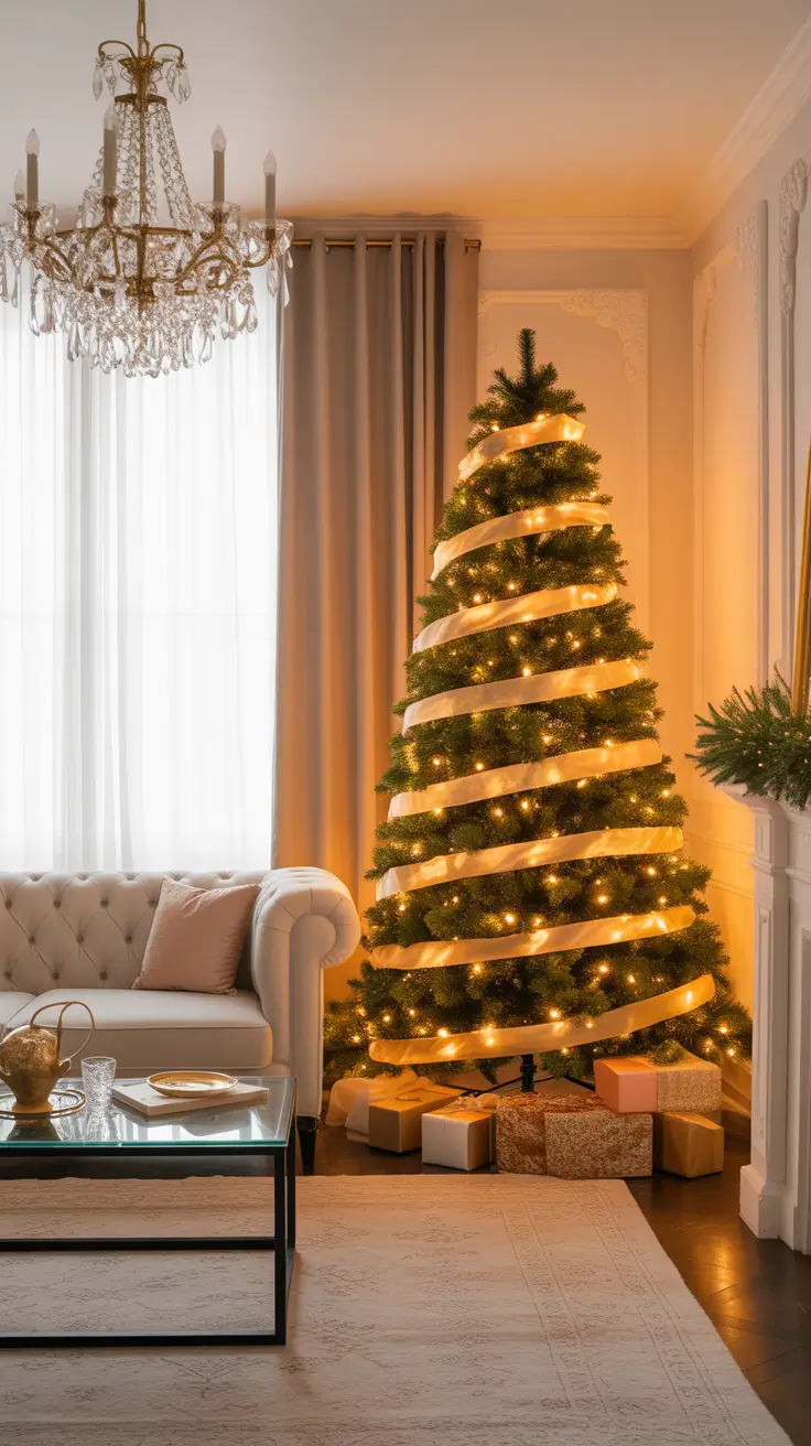 Ribbon Ribbon Decorating With Christmas Tree Lights