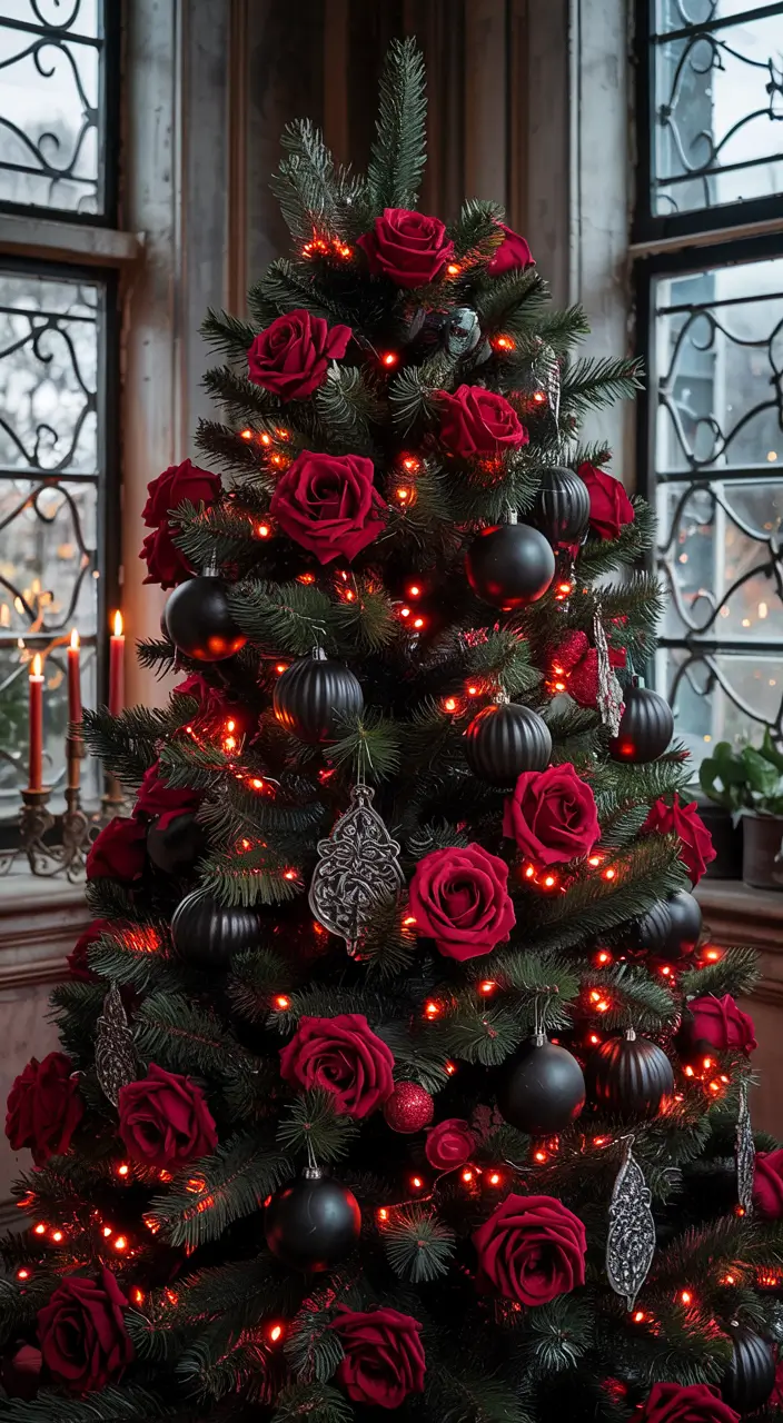 Christmas tree trends 2025 Gothic Rose Noir Tree