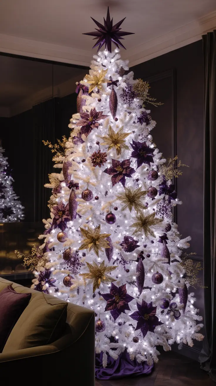 Christmas Tree Trends 2025 Plum & Gold Elegance, modern Christmas tree decor 2025