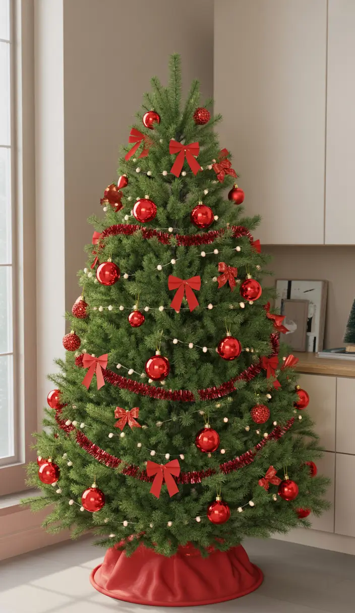 Christmas Tree Trends 2025 Classic Red Revival, red Christmas tree ideas 2025 trends
