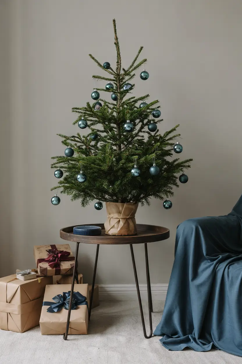 Christmas tree trends 2025 Minimalist Small Tree Magic, small christmas tree ideas 2025 trends