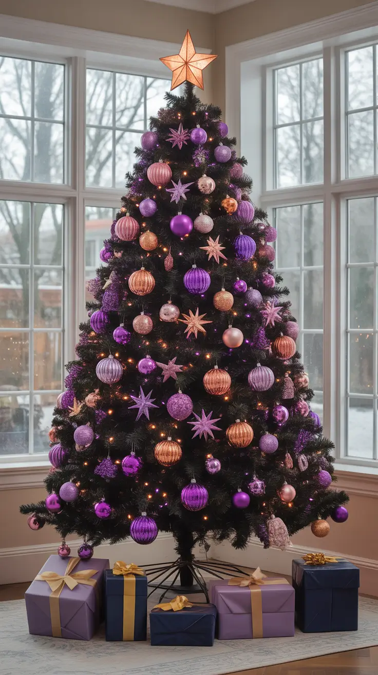 Christmas Tree Trends 2025 Plum & Copper Sparkle