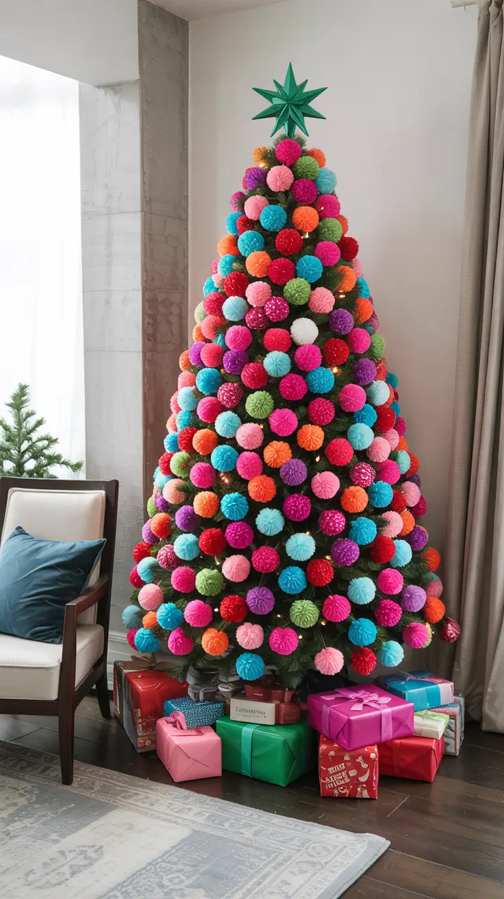 Christmas tree trends 2025 Candy Pop & Playful Color Explosion, 2025 christmas tree trends candy
