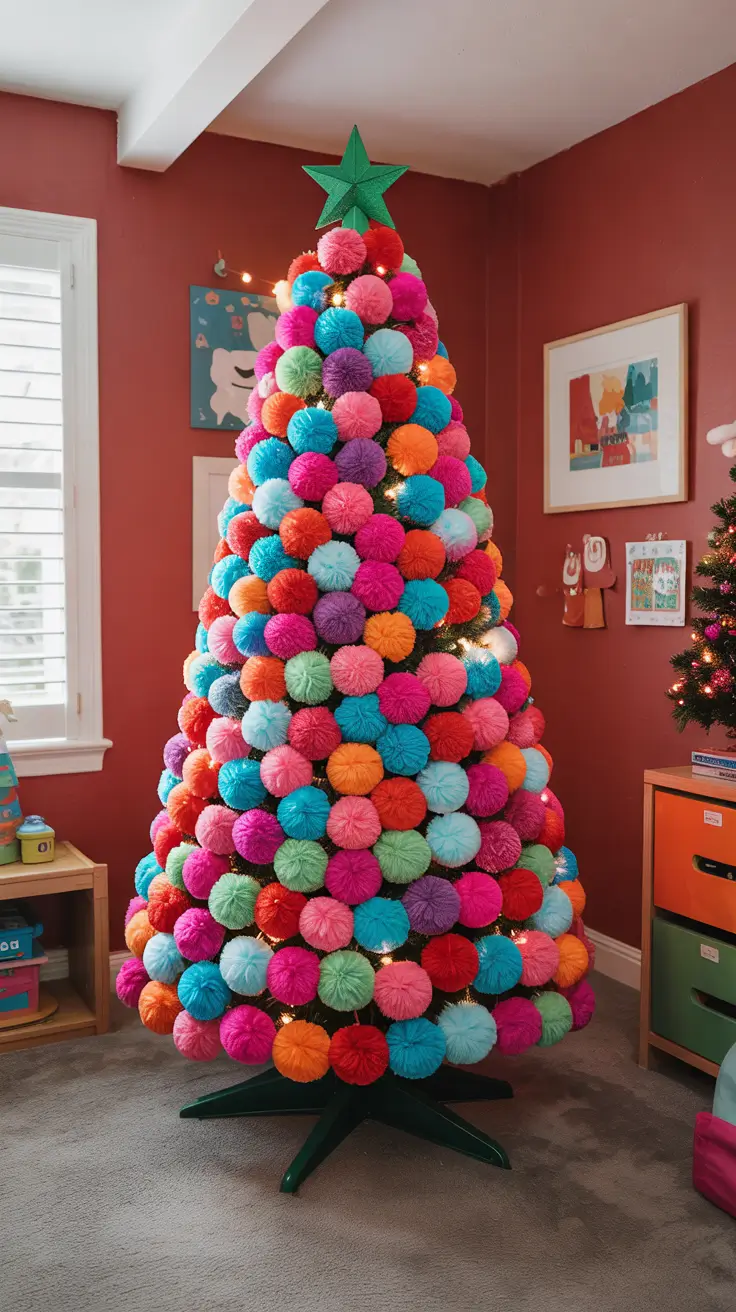 Christmas tree trends 2025 Candy Pop & Playful Color Explosion, christmas tree ideas 2025 trends for kids