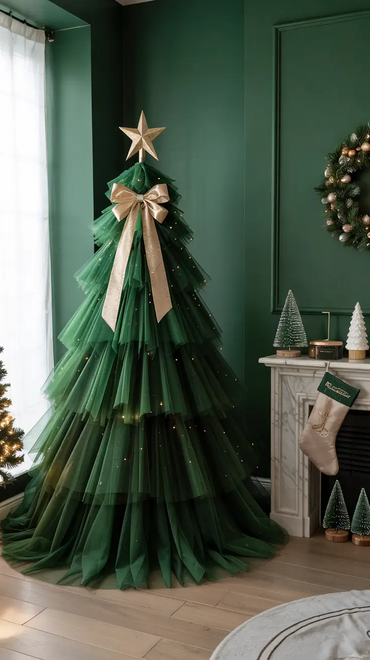 Green Tulle Christmas Tree – Elegant Minimalism 2025