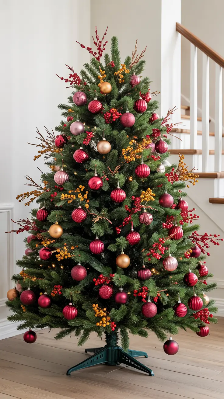Red and Gold Classic Christmas Tree Decor 2025