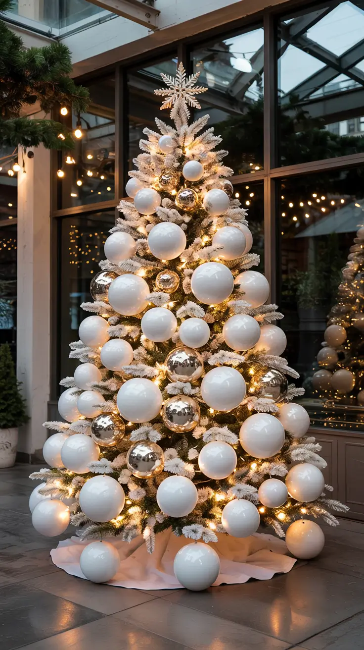 White and Blue Chic Christmas Tree 2025