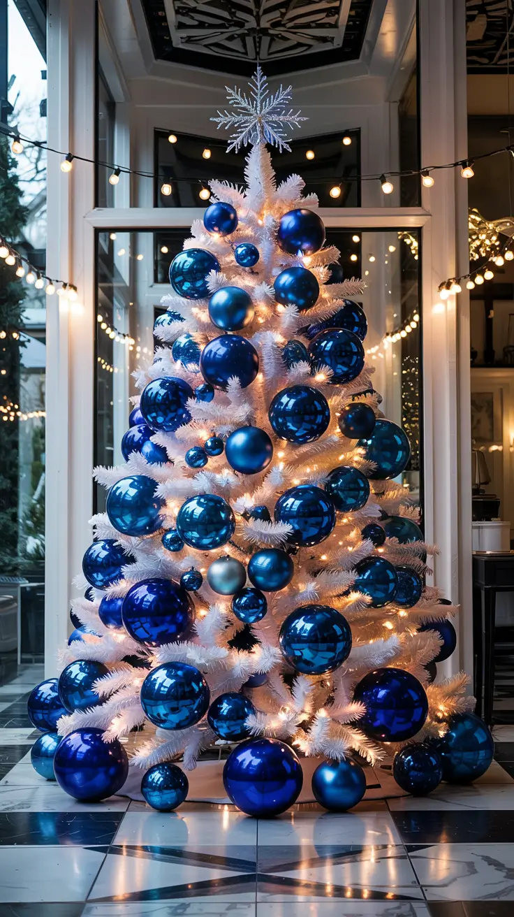 White and Blue Chic Christmas Tree Decor 2025