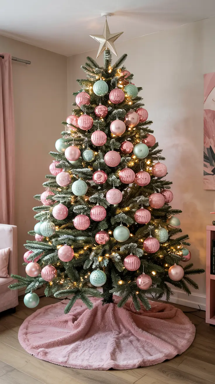 Pastel Christmas Tree Soft Pink and Mint Style 2025