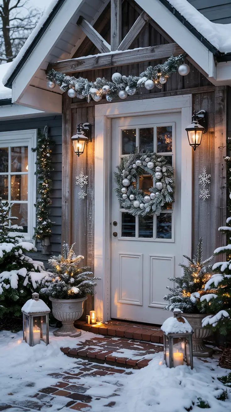 Front Porch Christmas Decor Ideas 2025 Magical Snow-Themed Front Porch Christmas Decor