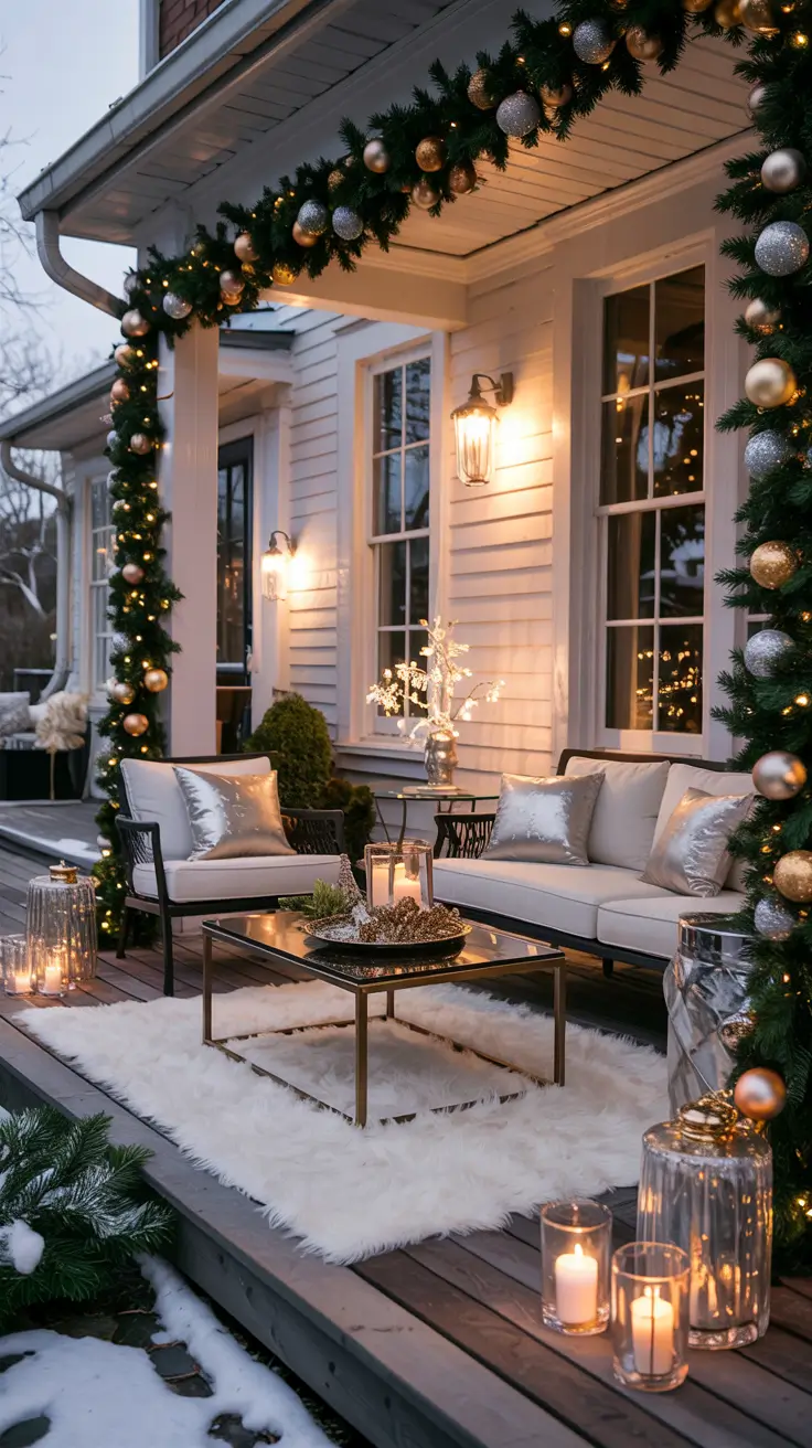 Front Porch Christmas Decor Ideas 2025 Gold And Silver Modern Porch Decor
