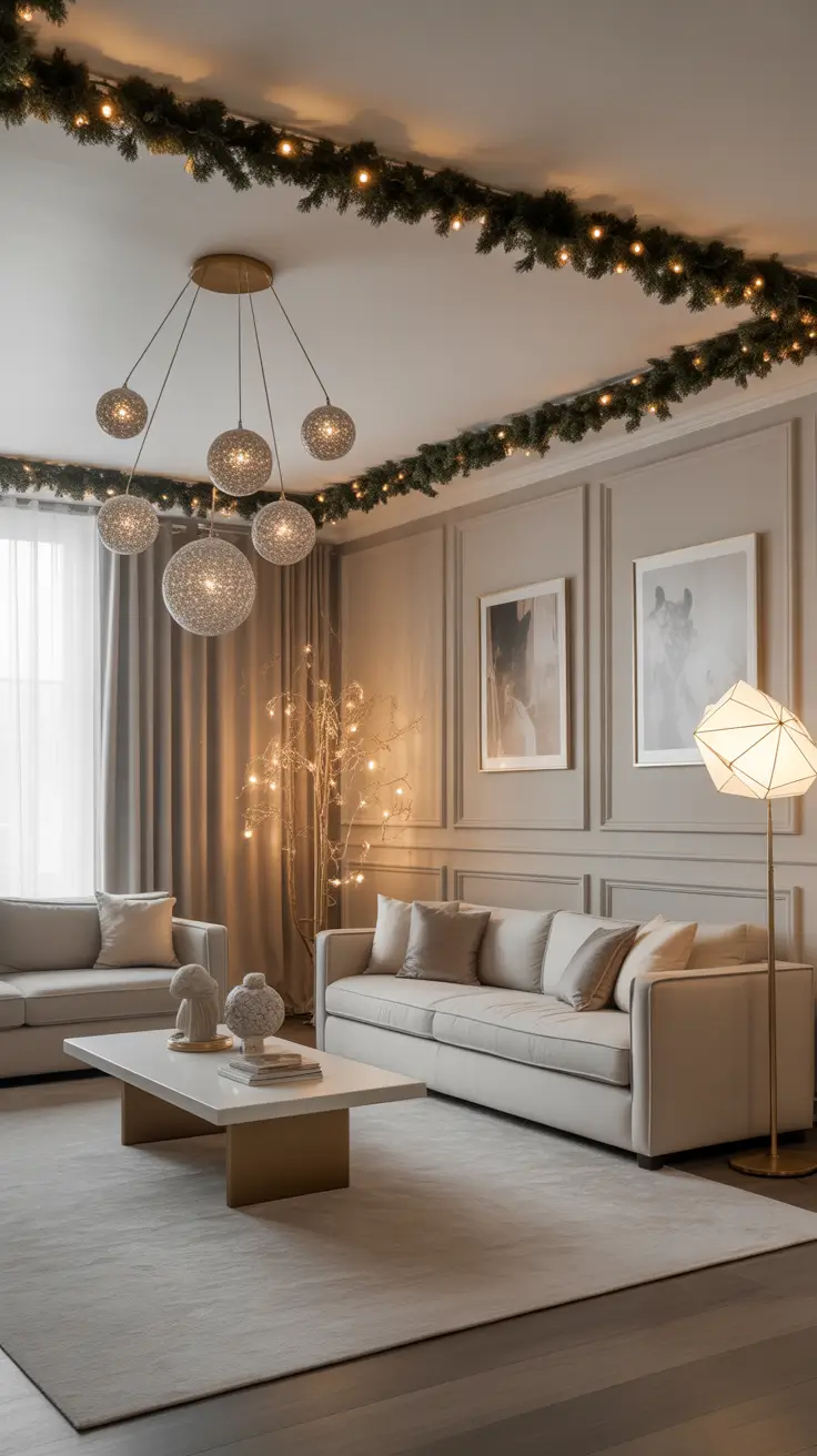 Indoor Christmas Lights Ideas 2025 Elegant Living Rooms With Fairy Touch