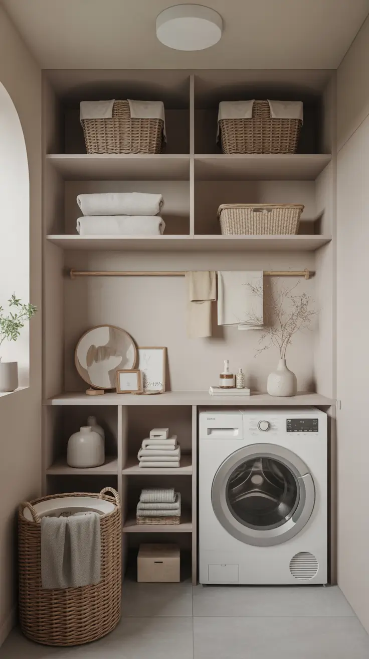 Laundry Room Makeover Ideas 2026 Warm Earthy Laundry with Organic Touches