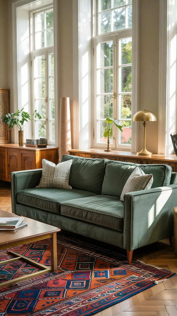 Living Room Ideas 2026 Green Sofa Refresh Ideas