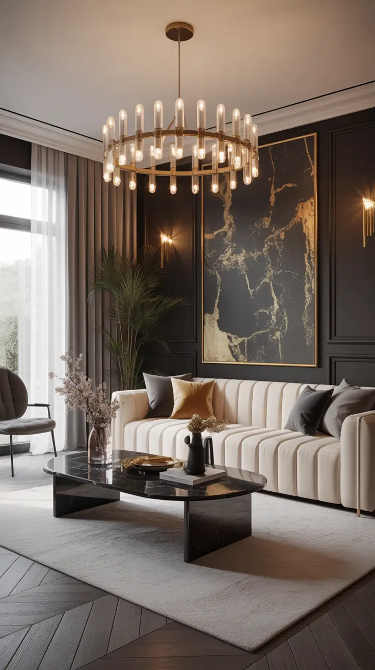 Living Room Makeover Ideas 2026 Cream Black and Gold Living Room Design