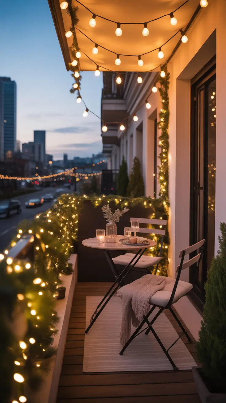 Warm White Christmas Lights Balcony And Patio Décor