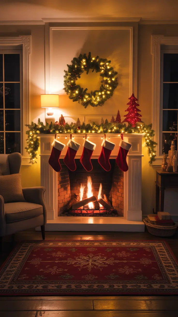 Warm White Christmas Lights Fireplace Warmth