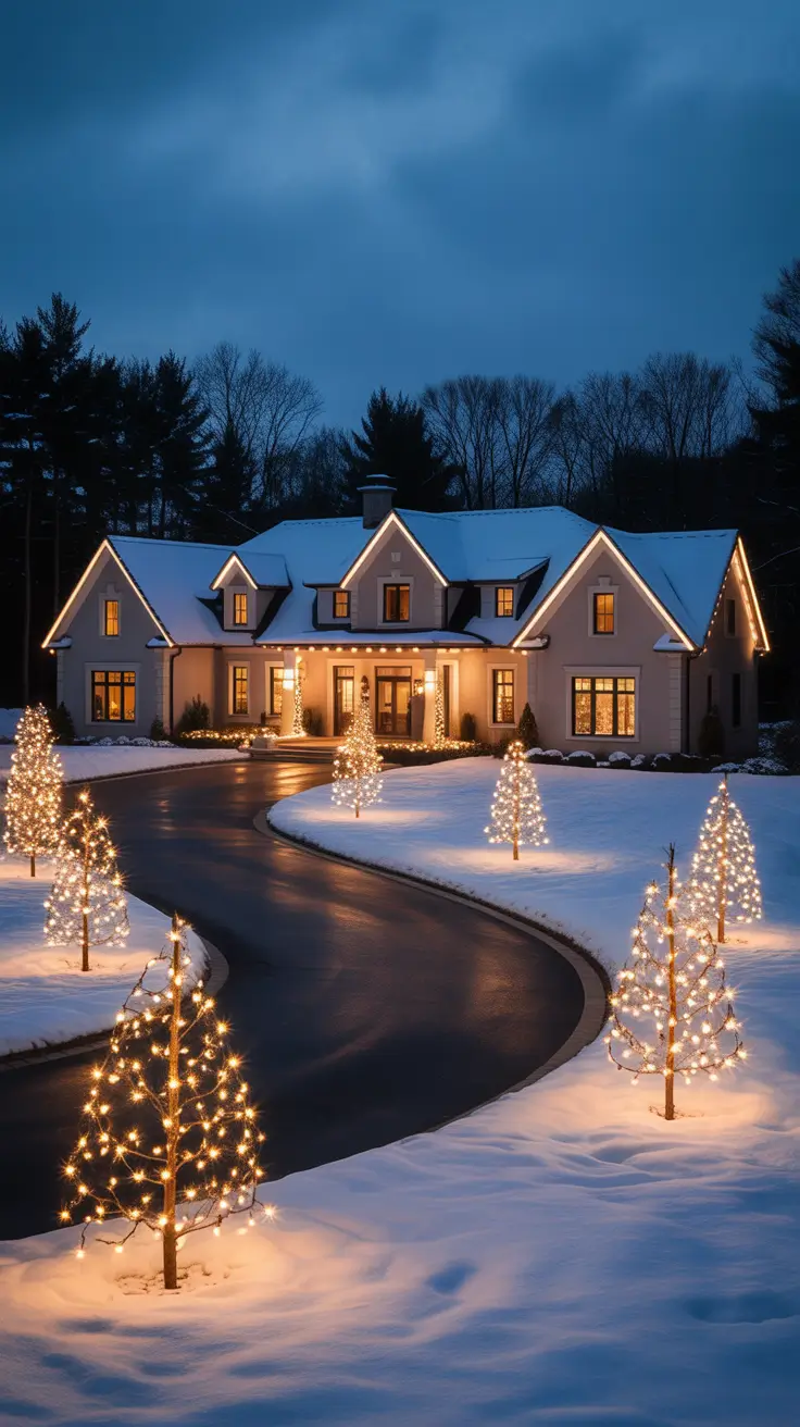 Warm White Christmas Lights Outdoor House Designs That Shine Bright