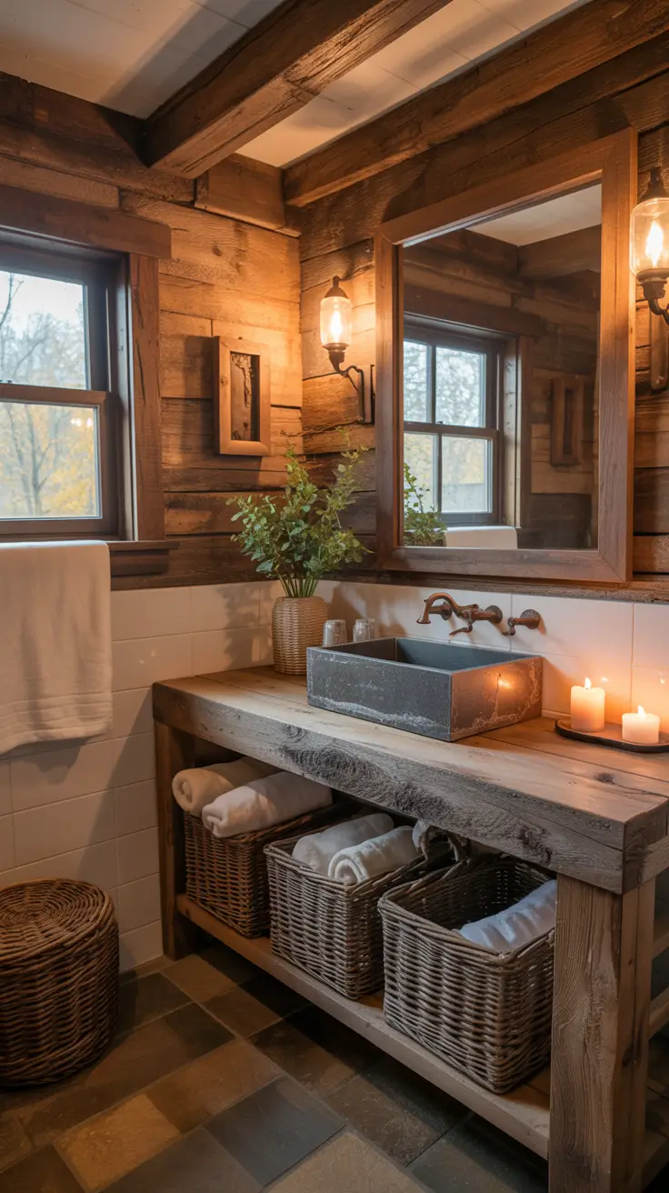 Bathroom Ideas 2026 Rustic Bathroom Charm With a Modern Twist