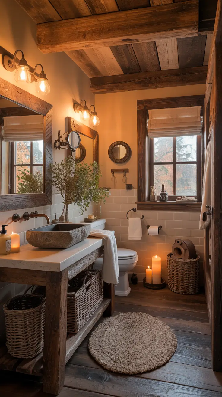 Bathroom Ideas 2026 Rustic Bathroom Charm With a Modern Twist